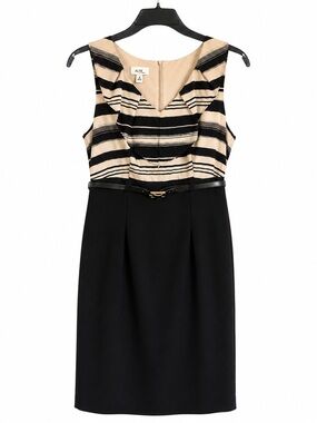 Alyx Black and Beige Striped Bodice Midi Dress